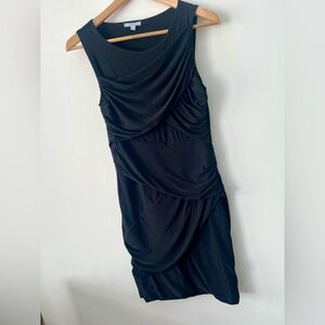 Soprano Blue Asymmetrical Sheath Dress Cowl Neck
